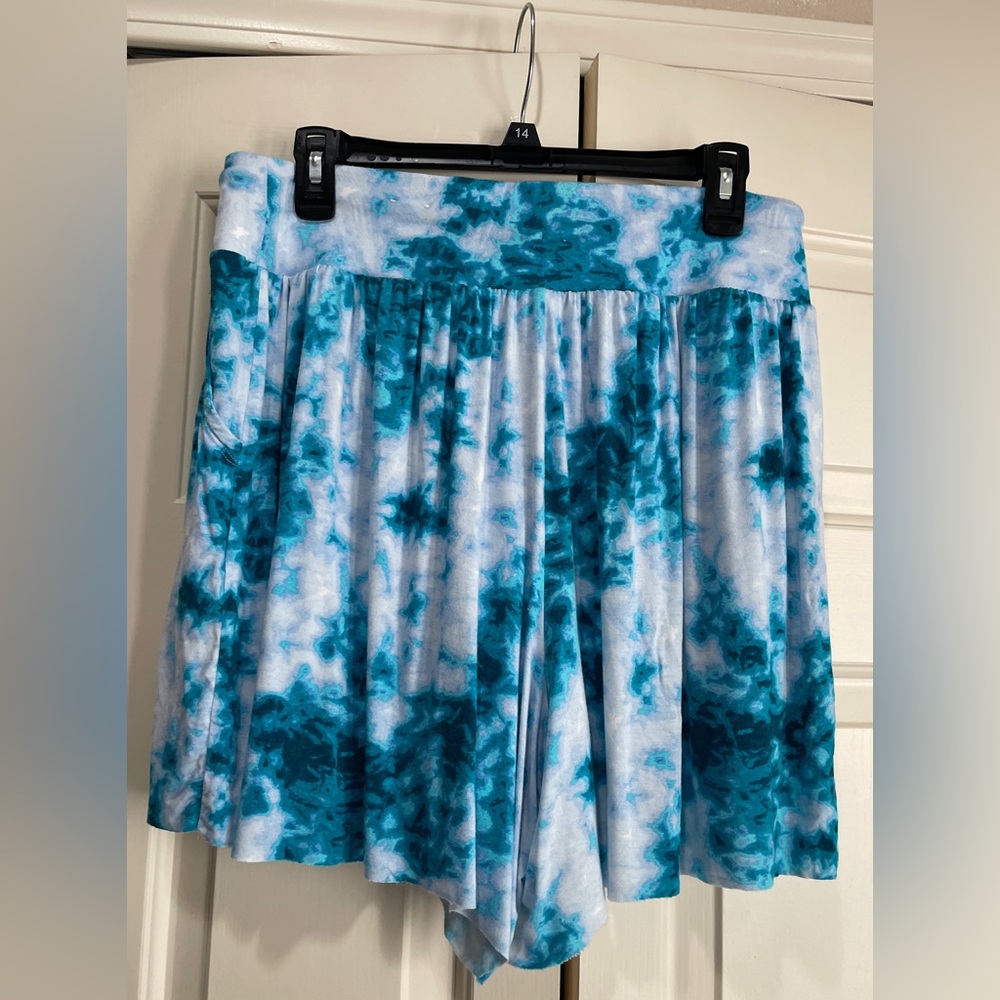 Blue and White Tie-Dye Shorts